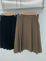 Black Royal Pleats Midi Skirt
