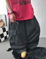 Eve Parachute Cargo Balloon Denim Pants 3color