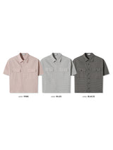 Double pocket checked crop shirts 3color