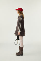 Lace Patchwork Check Sweatshirt Dress