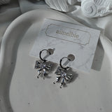 [IZNA Coco Piercing] Melting Ribbon Huggies Piercing - Silver Color