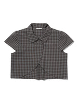 CHECKERED DOUBLE BLOUSE(GREY)