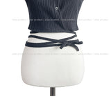 Lia strap ribbed sleeve shirt