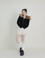 デッカウルフジョットフード付きファーニットジップアップジャケット (Wool Jacket)