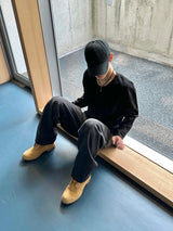Kale Salt-Washed フリースバルーンデニムパンツ 2C