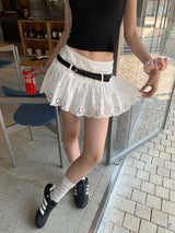 パンチングベルトホワイトAラインスカート(including belt)