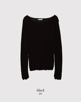 Boat Neck Wave Layered Wool T-Shirt (5color)