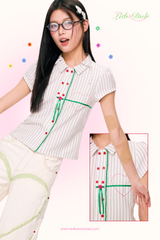 Lub-Dub Button Up Baby Shirt (Cream)
