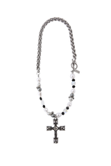 Mix chain big antique cross necklace