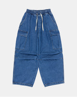 Balloon cargo knee pintuck banding denim pants