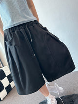 Oval Keyring Pintuck Sweat Balloon Bermuda Shorts 2color