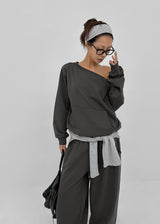 [MADE] Spanel Rivet Off-Shoulder Sweatshirt