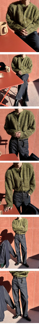 [F/W]ウールヘアリーアンゴラファーカーディガン(3color)
