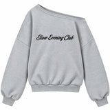 SIGNATURE LOGO ONE-SHOULDER SWEATSHIRT [GRAY]