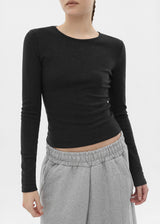 [B-BASIC] ソフトフリースラウンドネック長袖Tシャツ (2SIZE)