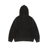 25SS SOLIED KNIT HOODIE ZIP UP BLACK