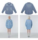 Fade-wash western denim shirt
