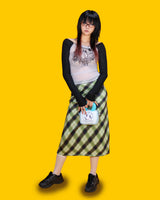 retro green long skirt
