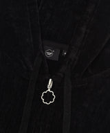Women’s Velvet Crop Hooded Zip-Up Black