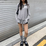 ストライプリンクルTシャツ ホワイト