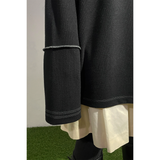 SLIP NECK OVERLOCKED TOP : BLACK