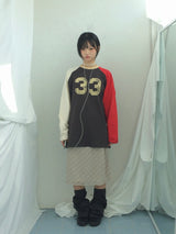 Number-printed color long sleeve