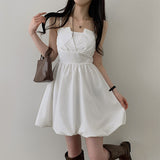 Mag Tulip Smoke Back Ribbon Mini Pumpkin Dress (2 colors)