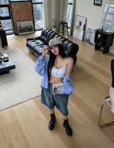 EZEN KILLING WASHING BERMUDA DENIM PANTS