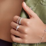 Pave Sparkle 925 Silver +Rhodium Ring R061-05H
