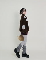 Femme Flower Pattern Quilted Fleece Long Sleeve T-Shirt (Button Detail)