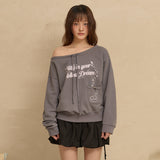 MELLOW DREAM Off Shoulder Sweatshirt
