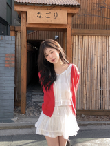 #BR ストラップ ピンタック レース フリル スプリング ブラウス