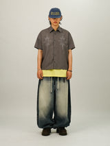 SS Wide Balloon Banding Denim Pants