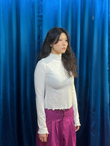 White Classic Dot Mock Neck Top