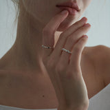 Silver 925 Black Dot Line Ring