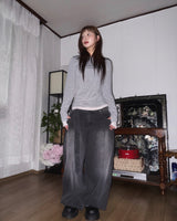 (2color) ドロップストラップワイドアジャストデニムパンツ