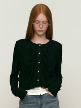 CHERRY KNIT-LIKE CARDIGAN [BLACK]