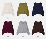アメリーレザーパッチルーズVネックニット (6color)