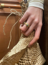 OVAL GEMSTONE GOLD RING (SATIN)