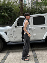 String Wide Cargo Denim PT