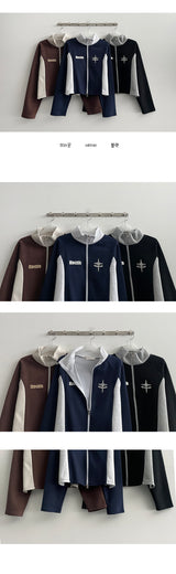 Shark Coloring High-neck Cropped Two-Way Zip-up (3 colors)
