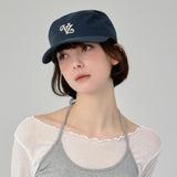 Leaf VZ Monogram Twill Pillbox Cap / Navy