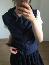 Layered Dot Hoodie Vest (2color)