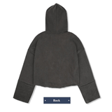 PIGMENT CUTTED CROP HOODIE_CHARCOAL