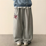 Rosé Star Embroidered String Wide Pants