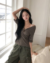 Taysi Roll-up Three Quarter T-shirt