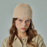 VA Curved Logo Washed Beanie / Beige