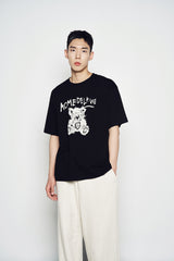 25SS ドローイングベアショートスリーブTシャツ ブラック