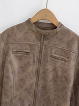 Bern Curve Panel Crop Leather Jacket