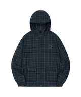 Flannel Check Hood Jacket - NAVY